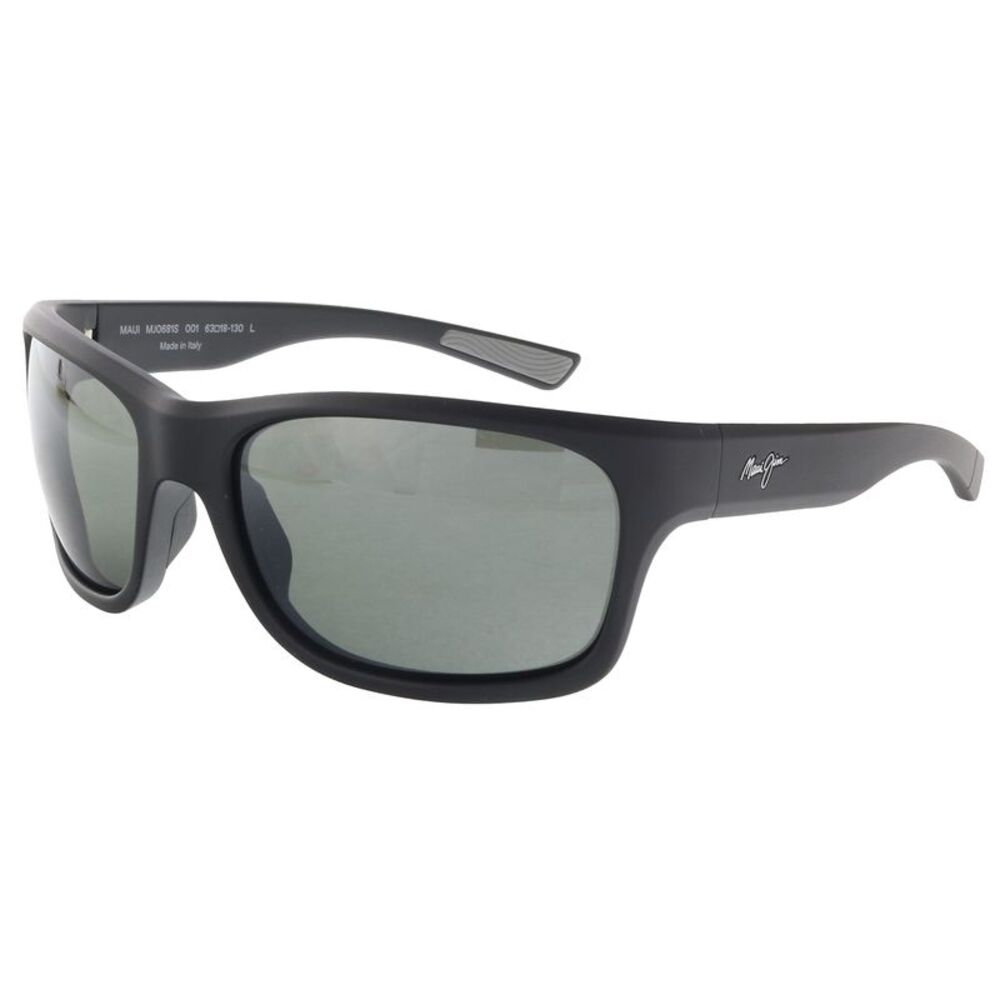 Maui Jim MJ0681S-001 Sleek Matte Black Wrap Grey Polarized
